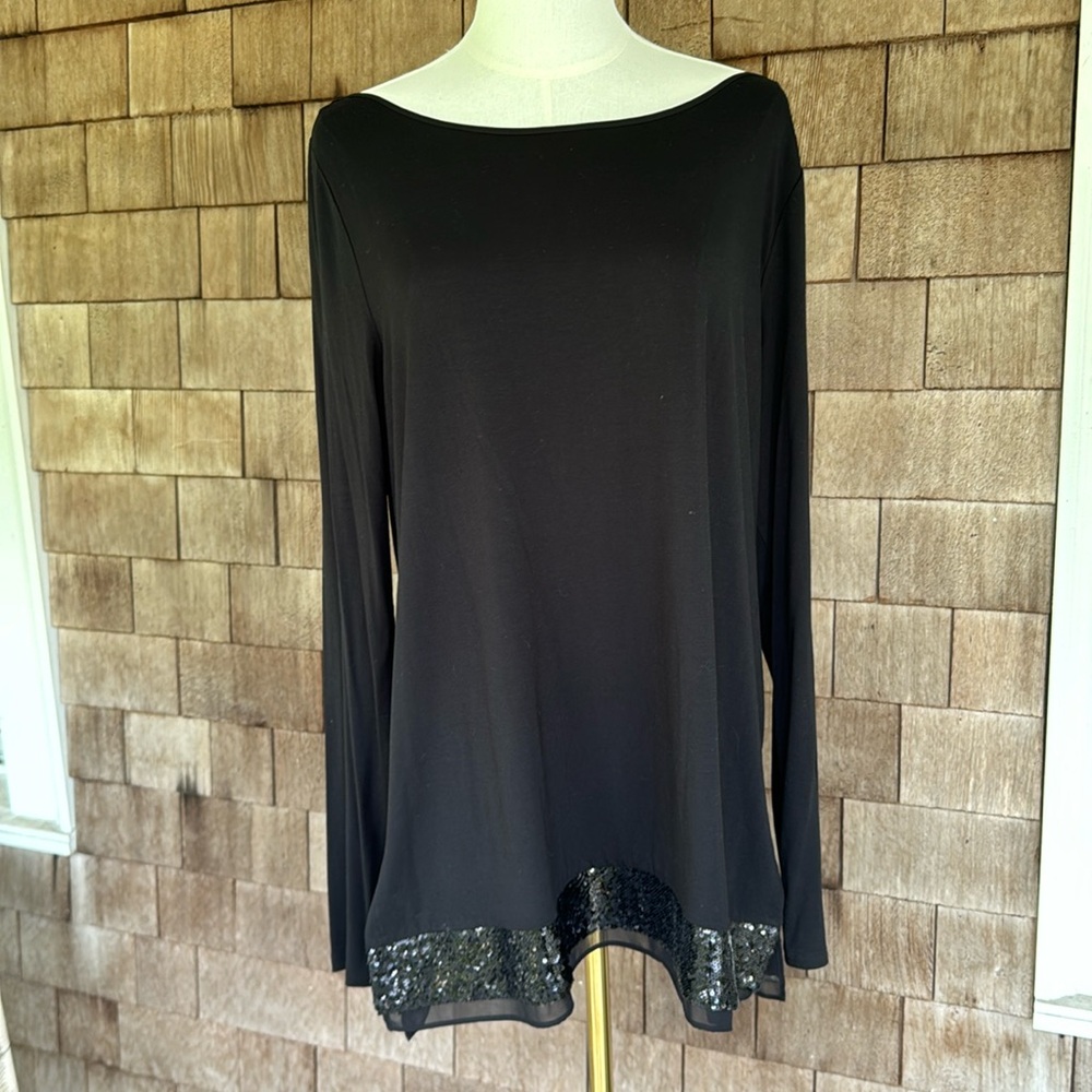 White House Black Market Black and Sequin Top